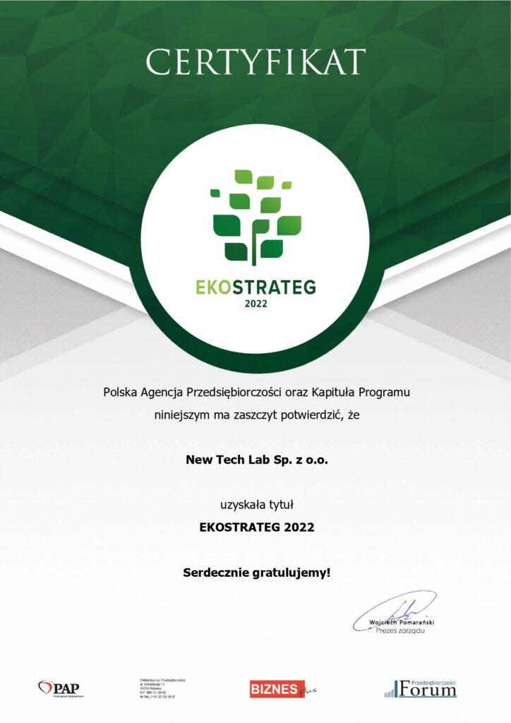 Certificate Ekostrateg 2022