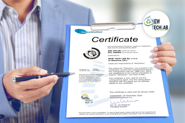 Zielony certyfikat w pełni realizowany przez NEW TECH LAB